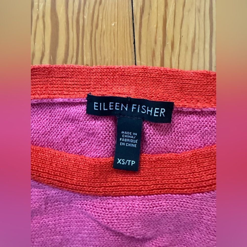 Eileen Fisher Color Block Linen Sweater - Picture 4 of 7